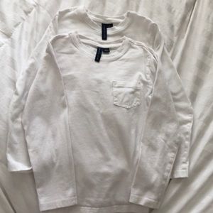 Janie and Jack Bundle of 2 White Long Sleeve One Pocket Tee Size 6